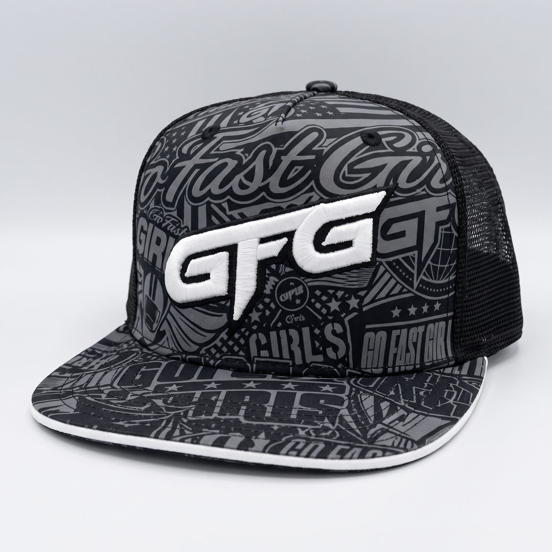 AOP Hat — front three-quarter product shot, GFG embroidered logo