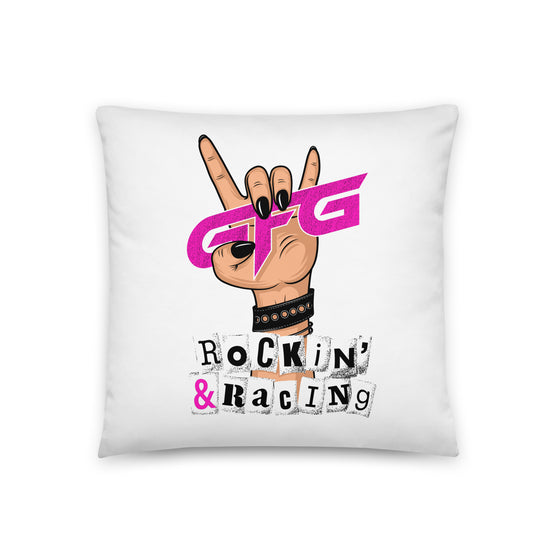 White Rockin' & Racing Pillow