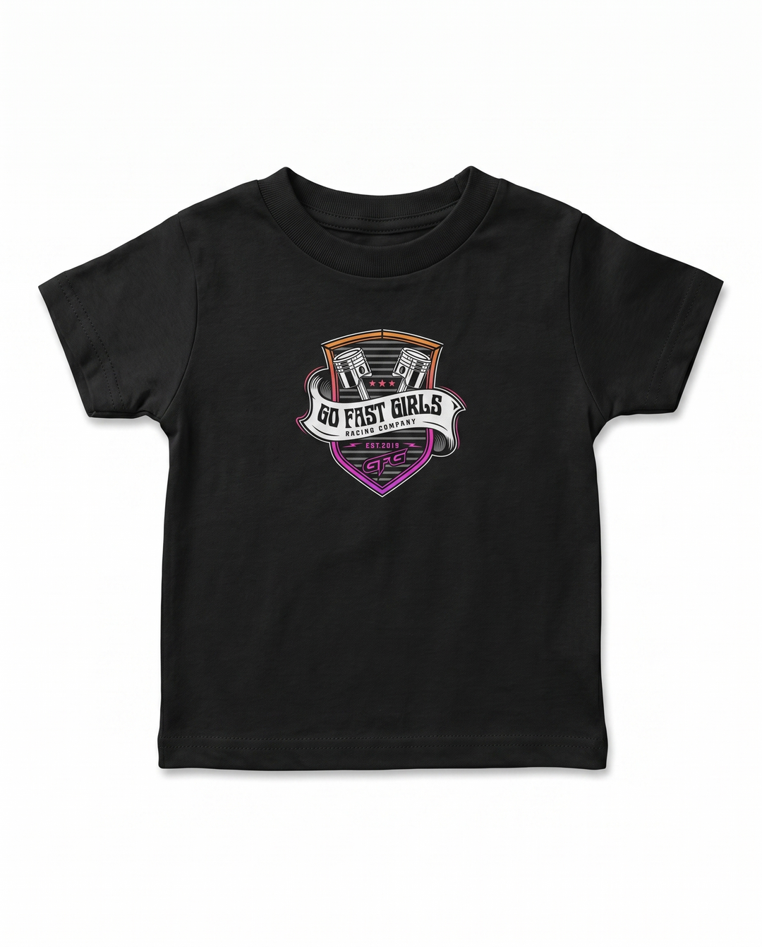 Twin Pistons Baby Jersey T-Shirt — front, chest badge